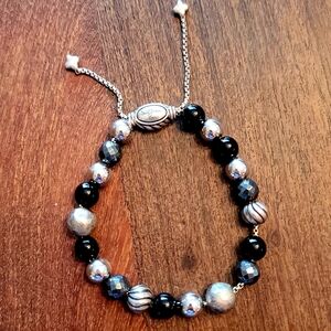 DAVID YURMAN LIKE NEW ONYX AND HEMATITE ELEMENTS BRACELET, BAG, TAG